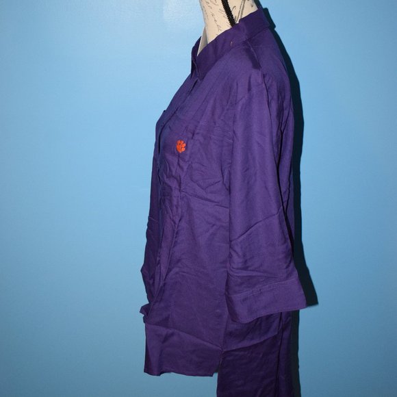 Purple Clemson UG Apparel Button down high low relaxed fit Large - Picture 2 of 3